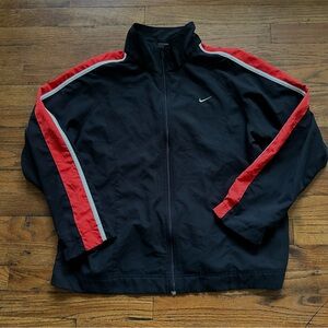 Nike Men's Black Track Jacket with Red Stripe